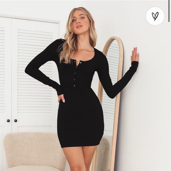 Lulus Henley Dress Black size M - Picture 1 of 5